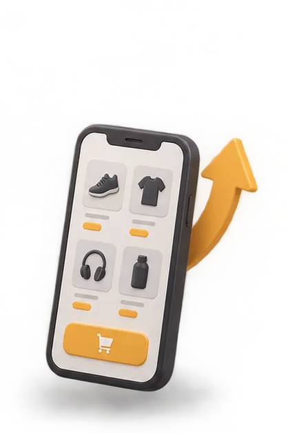 A phone showing an online store