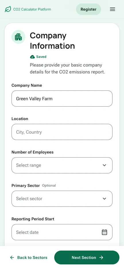 Company Information step on a phone