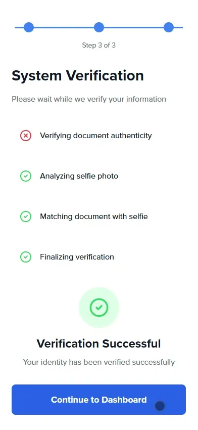 System verification with all four checks passed and Verification Successful